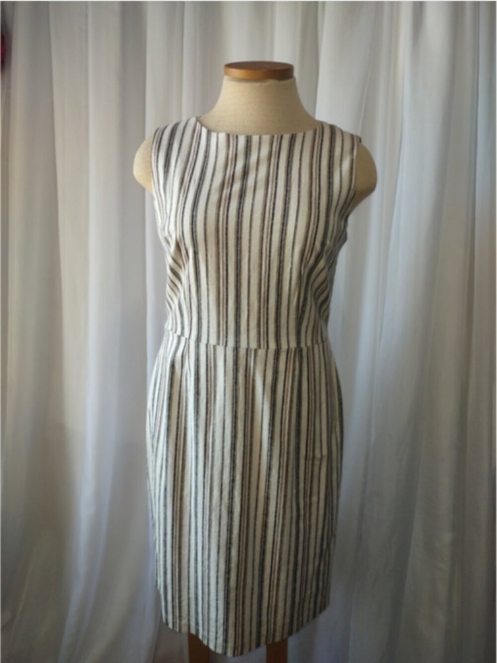 Apt 9 white dress with black, pink and tan stripes size 16